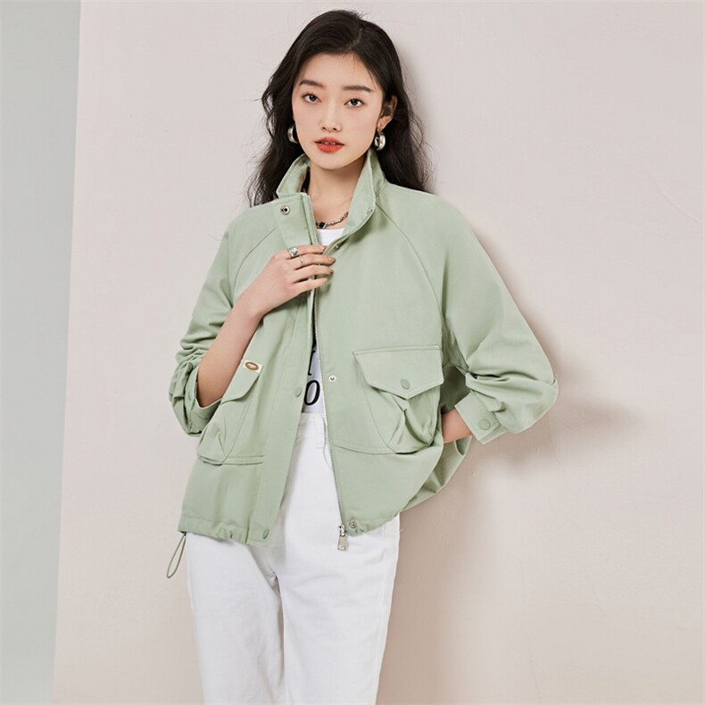 ZYRODIA春季新款短款工装风衣外套夹克宽松减龄韩系chic百搭上衣,女装短外套,辉之琳