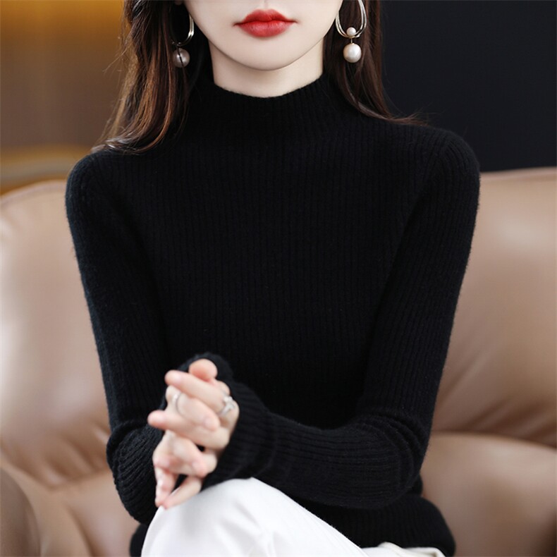 2024年秋季一线成衣半高领柔软百搭潮流羊毛衫,女装羊毛衫,牧雅羊绒