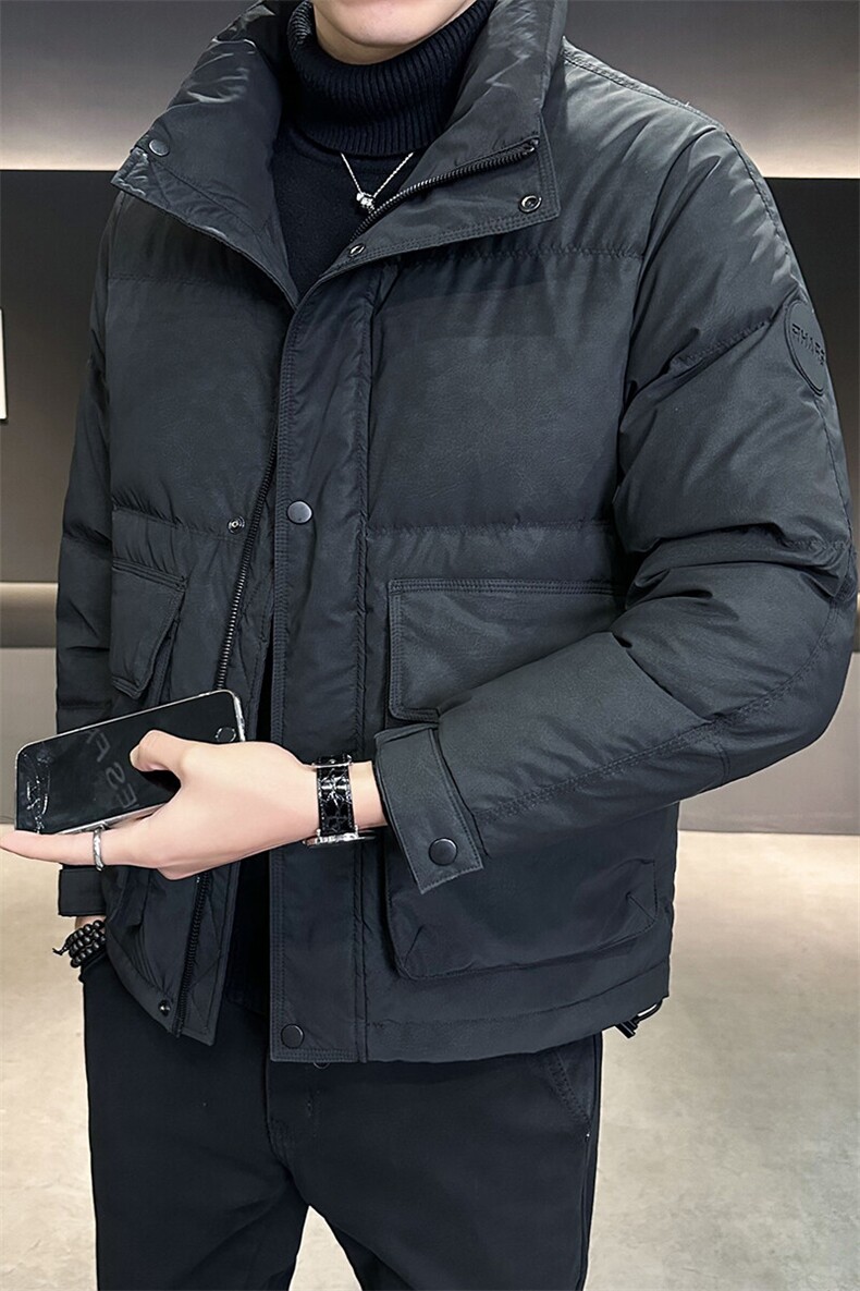 2025新款皮羽绒服男士立领痞帅短款防寒服外套B240-YR69010-P215,男装羽绒服,电商B240