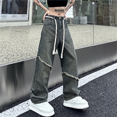 K76-P42中性欧美风大绳设计感朝牌牛仔裤，男装休闲裤，星座1501-1