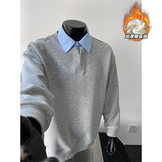 重磅华棉380gPolo领假两件加厚银狐绒卫衣男W5432J加绒-特P45控88，男装卫衣，电商A001-1