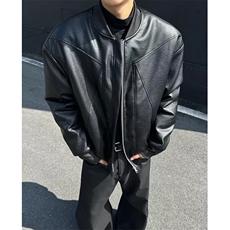 廓形立领皮棉衣男秋冬bomber棒球领棉服酷帅机车外套J2927，男装棉衣，星座1116A（原606A-3）