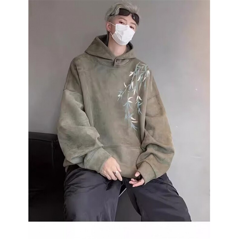 原宿高质量麂皮绒连帽卫衣潮流简约文艺新款流行百搭气质慵懒时尚,男装卫衣,星座506A