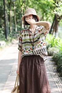 【现货】夏季新款 纯苎花上衣+纯亚半裙,女装半身裙,依鼎衣典