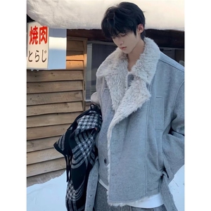 1506-1/MM50401/P108羊毛混纺双排扣设计感加厚毛呢男女款外套图片