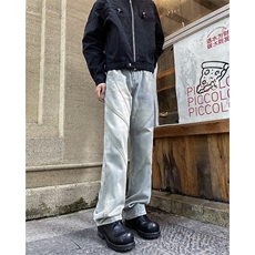 不规则设计感直筒牛仔裤男士痞帅炸街时尚阔腿水洗老爹裤子，男装牛仔裤，星座410-7