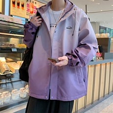 秋冬防水连帽扎染渐变颜色夹克外套冲锋衣宽松版型JK9262P-75，男装夹克，电商A128