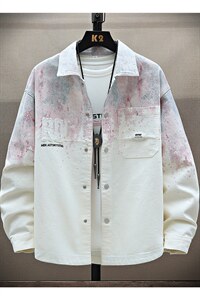 美式复古扎染牛仔夹克2026新款宽松休闲衬衫外套 A436-2811-P70图片