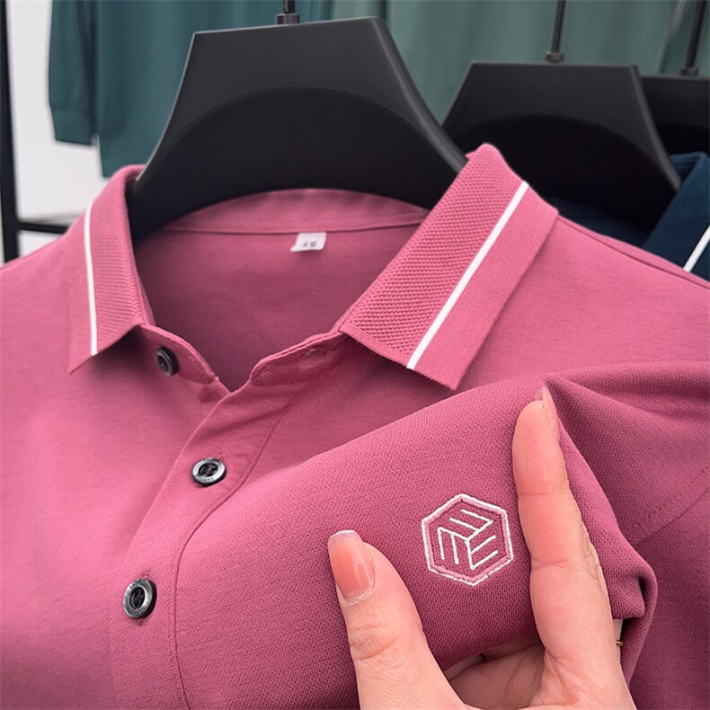 长袖t恤男士春秋季新款翻领polo衫丝光棉男装秋冬款打底衫上衣服,男装T恤,电商B212（原钱塘6029）