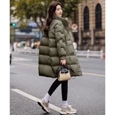 立领羽绒服女中长款2023年冬季新款经典时尚气质百搭连帽保暖外套，女装羽绒服，辉之琳