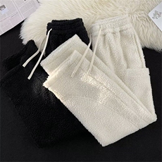 羊羔绒弯刀棉裤加绒加厚卫裤青少年大口袋保暖长裤H65P50，男装棉裤，星座1013-1