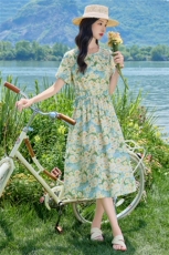 6805时尚气质印花显瘦连衣裙，女装连衣裙，倪叶myz