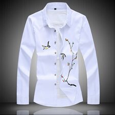 20大码印花中国风衬衫男夏秋新款青年长袖衬衫QT5030/7603p50，男装衬衫，电商A012