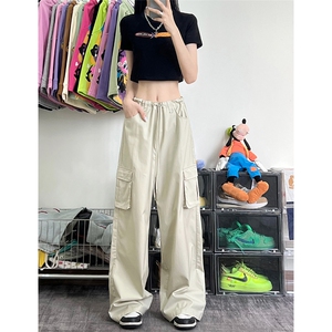 美式复古中腰多口袋工装裤女宽松直筒休闲裤XZ211-1-K2340-P60图片
