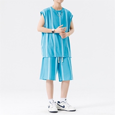新款两件套装坎肩背心夏季篮球学生无袖衣服五分短裤TZ8979，男装牛仔裤，星座210-1