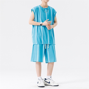 新款两件套装坎肩背心夏季篮球学生无袖衣服五分短裤TZ8979图片