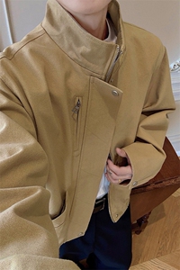 全棉帆布cleanfit多口袋大码复古立领夹克外套男J5247-特P88控158图片