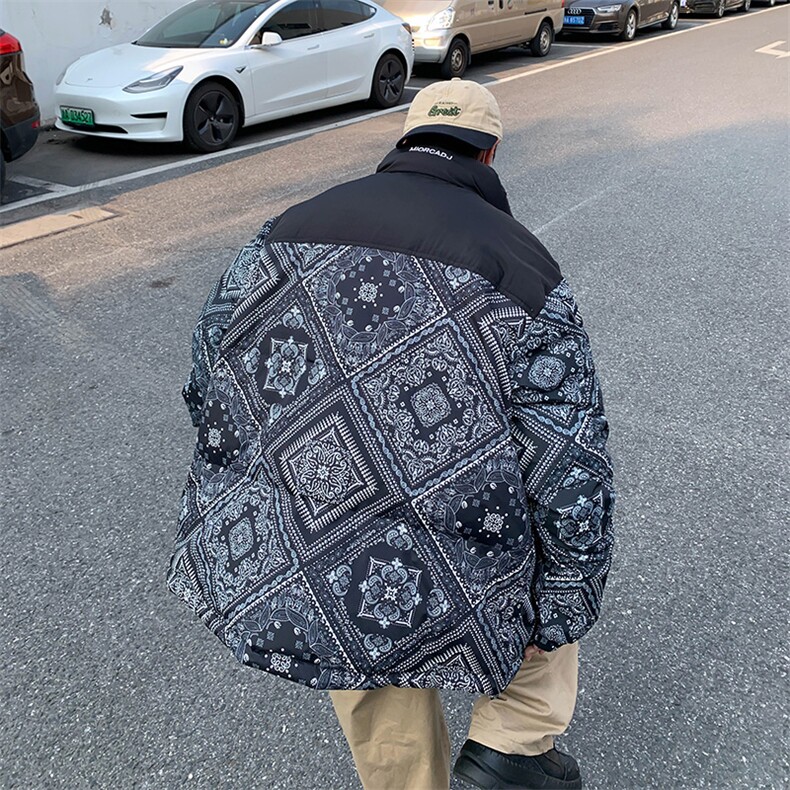 22冬季潮牌拼接色刺绣男女款宽松外套白鸭绒羽绒服男士外套腰果花,男装羽绒服,星座301D-4(原星座1004-4）