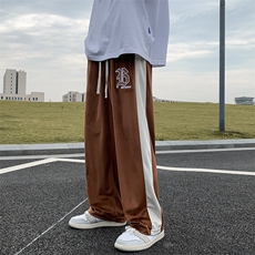 2024秋冬新款港风撞色刺绣宽松阔腿休闲裤K227-P48，男装休闲裤，星座914-3