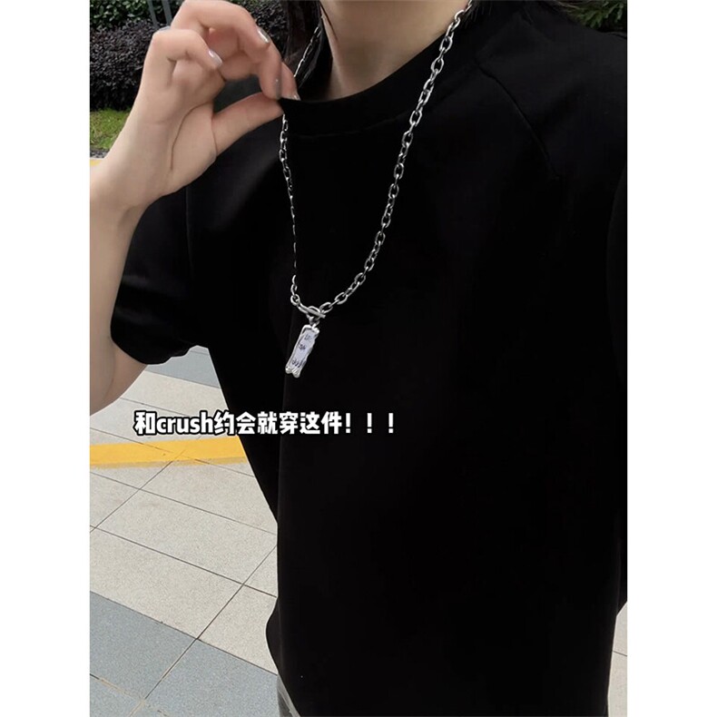 重磅硬挺小领口短袖T恤男夏季潮牌痞帅设计感修身挺括内搭打底衫,男装T恤,电商A003