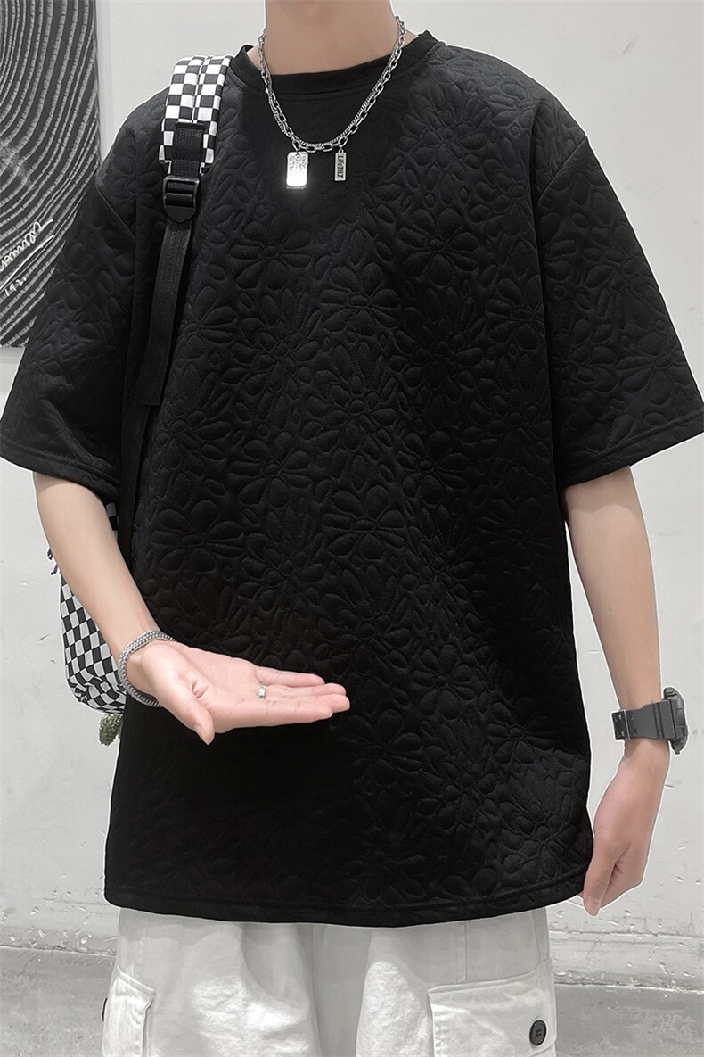 2022夏季新款压花休闲宽松男短袖A161-TH04-P35,男装T恤,电商A161-2