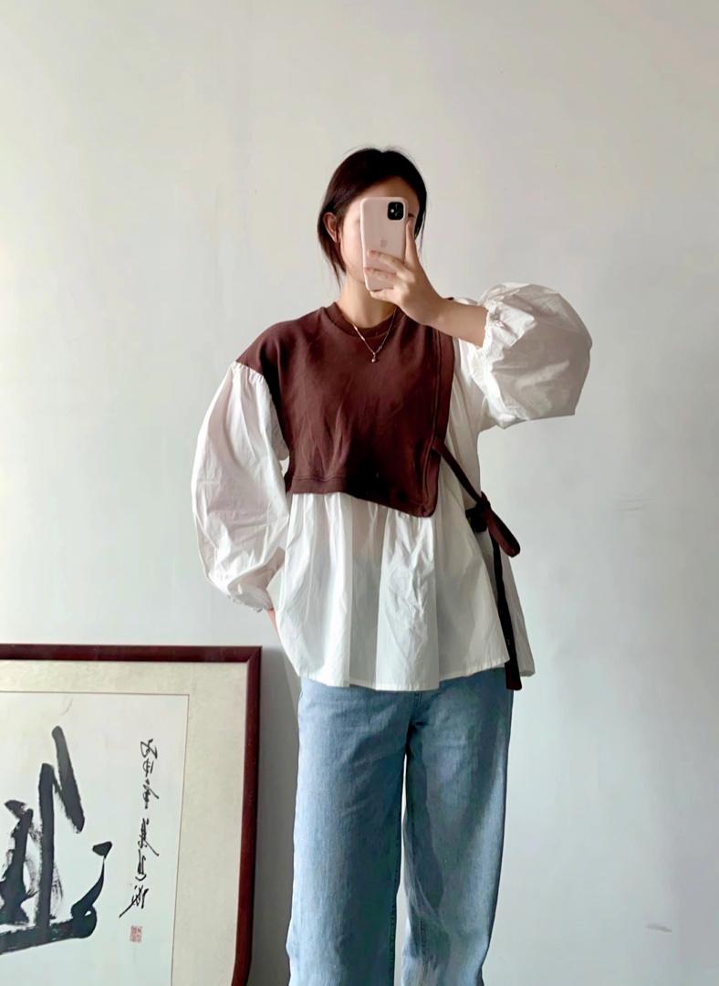 卫衣拼衬衣减龄款,女装卫衣/绒衫,著朴