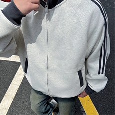 抖音得物高品质美式高街重磅结构设计拼接织带立领卫衣外套CM42，女装短外套，电商A486-1