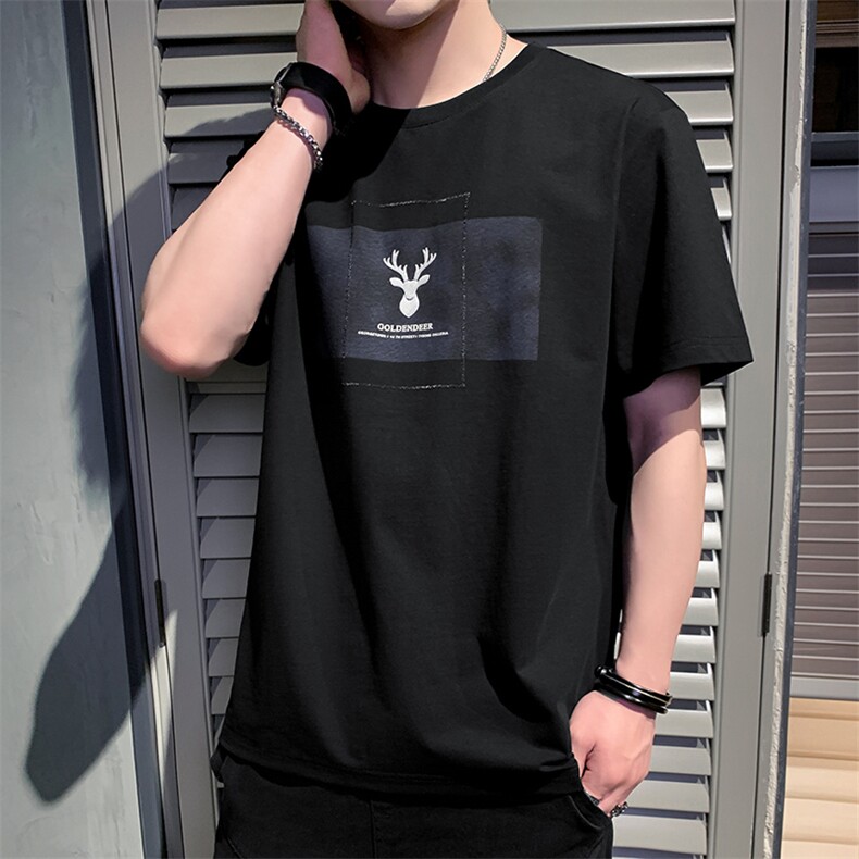 抖音直播得物9019-P45男士短袖t恤夏季新款潮流潮牌纯棉白色半袖,男装Polo衫,电商D310B