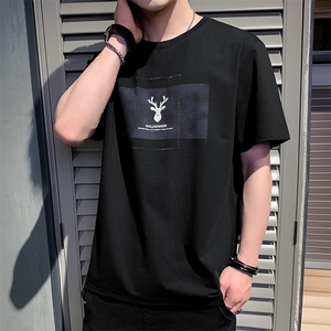 抖音直播得物9019-P45男士短袖t恤夏季新款潮流潮牌纯棉白色半袖图片