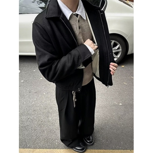 男士夹克小翻领抗皱外套春秋简约纯色微宽松休闲男装工装 J3110图片