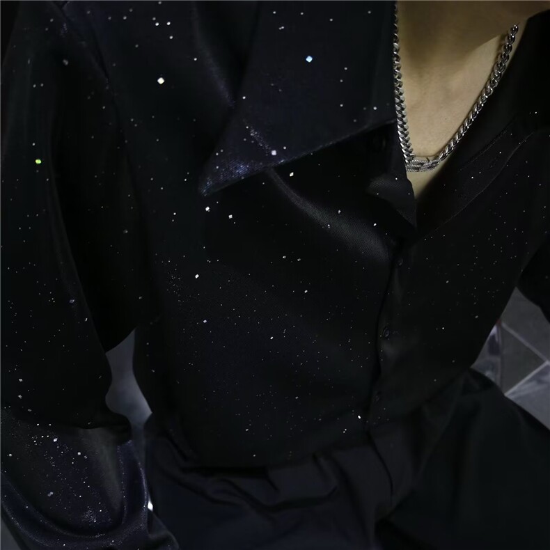 【现货】DC162-批35新款韩版潮流个性烫钻衬衫男长袖宽松百搭衬衣,男装衬衫,星座603-2