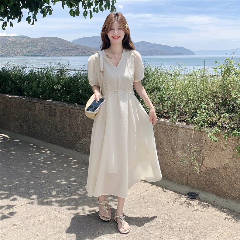 高转化法式温柔风软糯天丝立体蝴蝶结连衣裙女182A-8711P145K198,女装连衣裙,浙宝182A