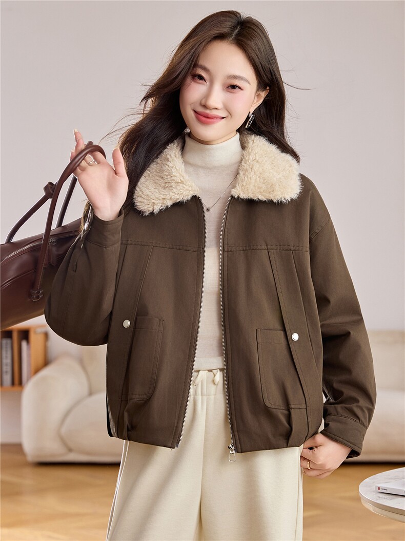 现货2025新款冬季加绒棉衣保暖派克服,女装棉衣/棉服,悦祺