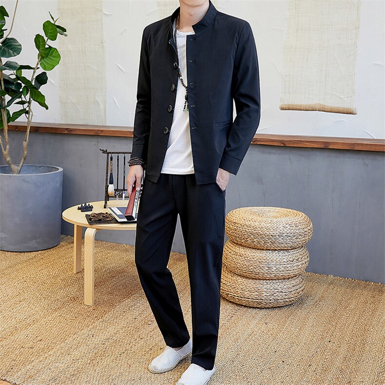 2021春装中山装男修身风套装唐装汉服古风男装古装Y,男装夹克,星座509