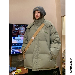 中性风室内新标白鸭绒图案印花连帽羽绒服A268-YR367 P255控298图片