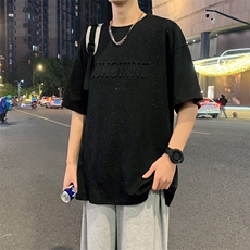 ！2025夏季新款情侣星空钢印麂皮绒短袖T恤潮TL341特P28控48，男装T恤，电商B220
