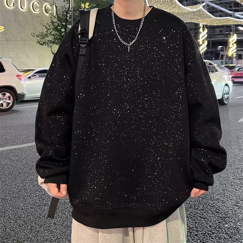 SK115-P35宽松落肩卫衣男士满天星衣服男装潮牌帅气百搭春秋季,男装T恤,电商B323A