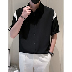 夏季薄款帅气短袖衬衫男士韩版ing潮时髦小众拼接撞色CA627，男装T恤，星座1116A（原606A-3）