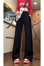 美式垂坠感显腿长微喇褶皱西裤男春秋季美式直筒裤子拖地休闲长裤，男装休闲裤，电商A102
