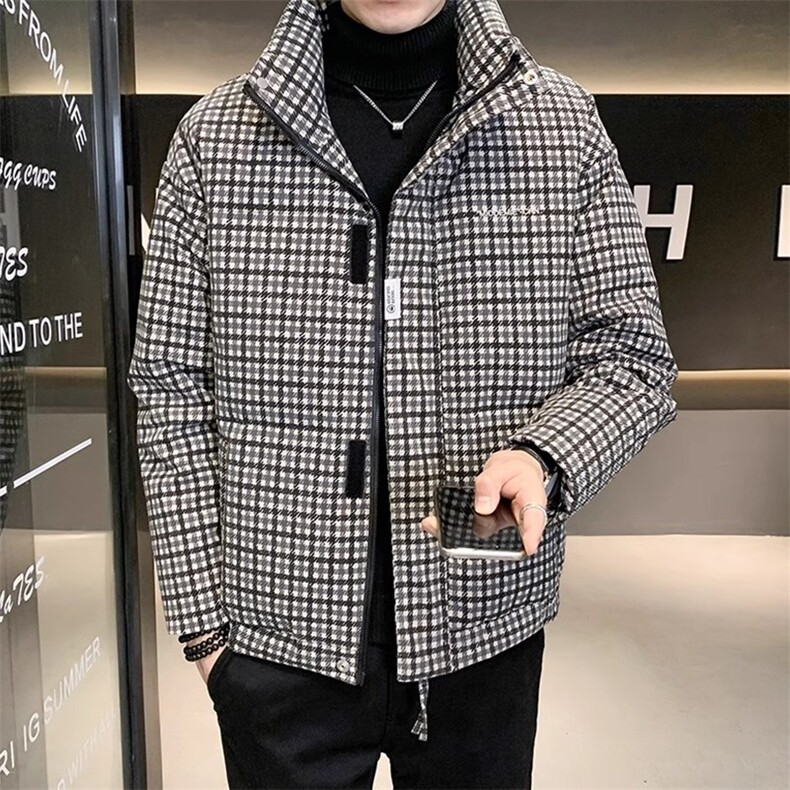 格子羽绒服男冬季2025新款加厚保暖外套特批 A313-D21321-P165图片