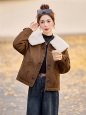 现货2025年冬季新款时尚麂皮绒羽绒服，女装羽绒服，悦祺
