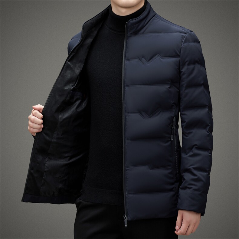 冬季男士立领加厚羽绒服中年男装宽松大码爸爸装80%羽绒保暖外套,男装羽绒服,钱塘6003（原4033）