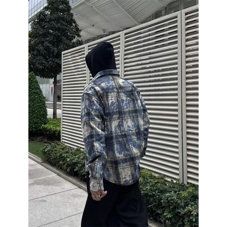 【有货】cleanfit扎染格子衬衫男设计感高级感衬衣C3002HH-特P50,男装衬衫,星座1007（原301D）