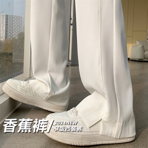 西装裤春夏款高腰垂感直筒裤新款小个子宽松显瘦运动香蕉裤图片