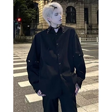 垫肩衬衫男潮牌痞帅炸街可拆卸长袖衬衣廓形发型师男装C172，男装衬衫，星座1116A（原606A-3）