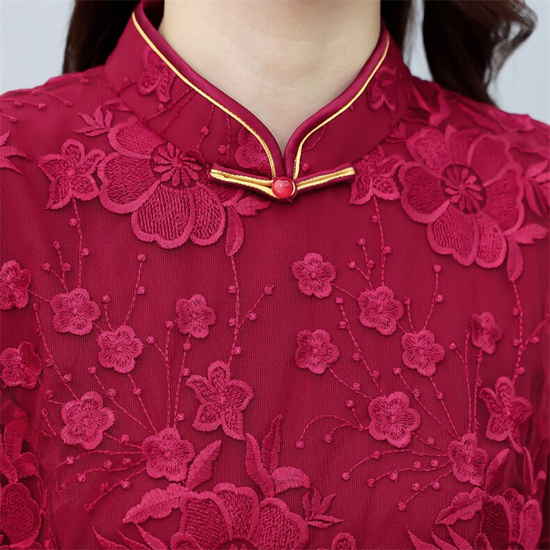 2022年秋冬新款蕾丝旗袍婚庆喜宴中长修身显瘦百搭专柜品质连衣裙，女装汉服/婚纱/旗袍/礼服，媚琳依坊