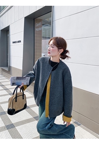 宽松毛呢外套女冬小个子休闲韩系高级感双面羊毛大衣图片