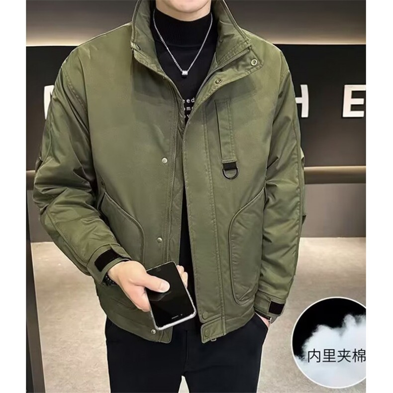 秋冬季男士立领夹克潮流英伦冲锋衣帅气加厚棒球服外套男 JX041图片