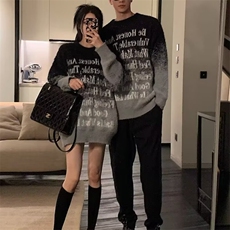 渐变色男士毛衣秋冬季新款圆领潮牌潮流男宽松高质感水貂绒针织衫，男装针织衫/毛衣，星座506A