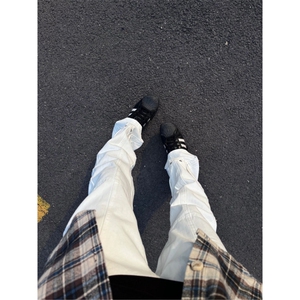 有货cleanfit白色牛仔裤男美式高街vibe裤子直筒微喇裤C112LL-P50图片